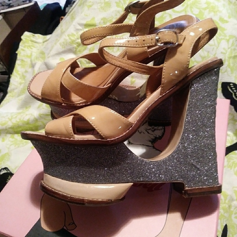 Jeffrey Campbell platform glittery sandals